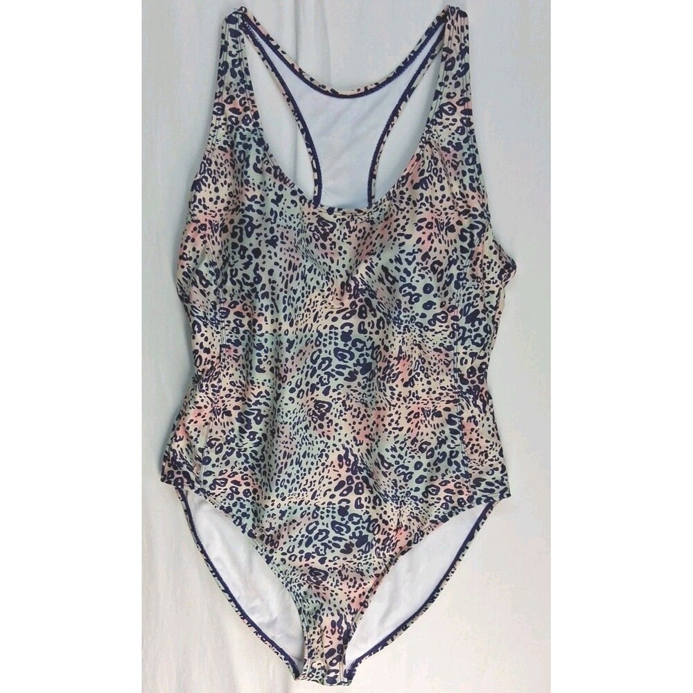 Nicole Miller Studio Leopard Print One Piece Swim Suit Women 2X Resortwear Beach
